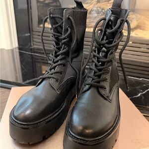 Aldo Black Lace-Up Combat Platform Boots